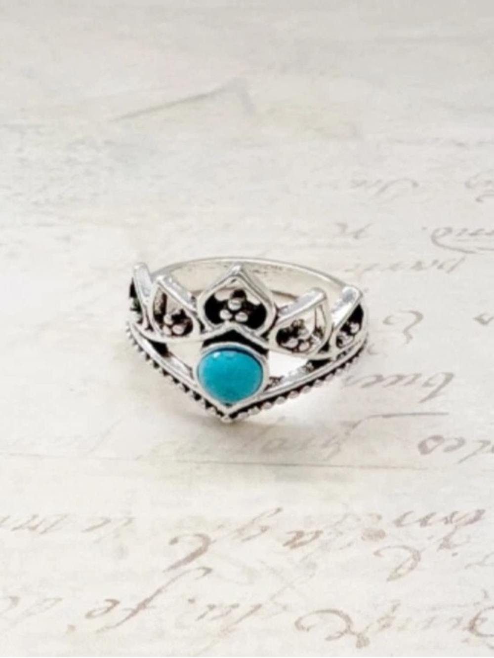 Western Bohemian Turquoise Crown Ring